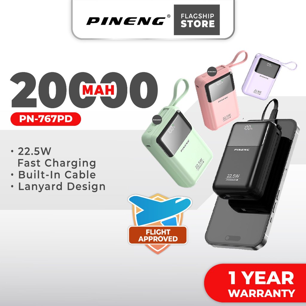 [3C Certified] Mini Pineng PN-767PD 20000mAh 22.5W Fast Charge Built-In ...