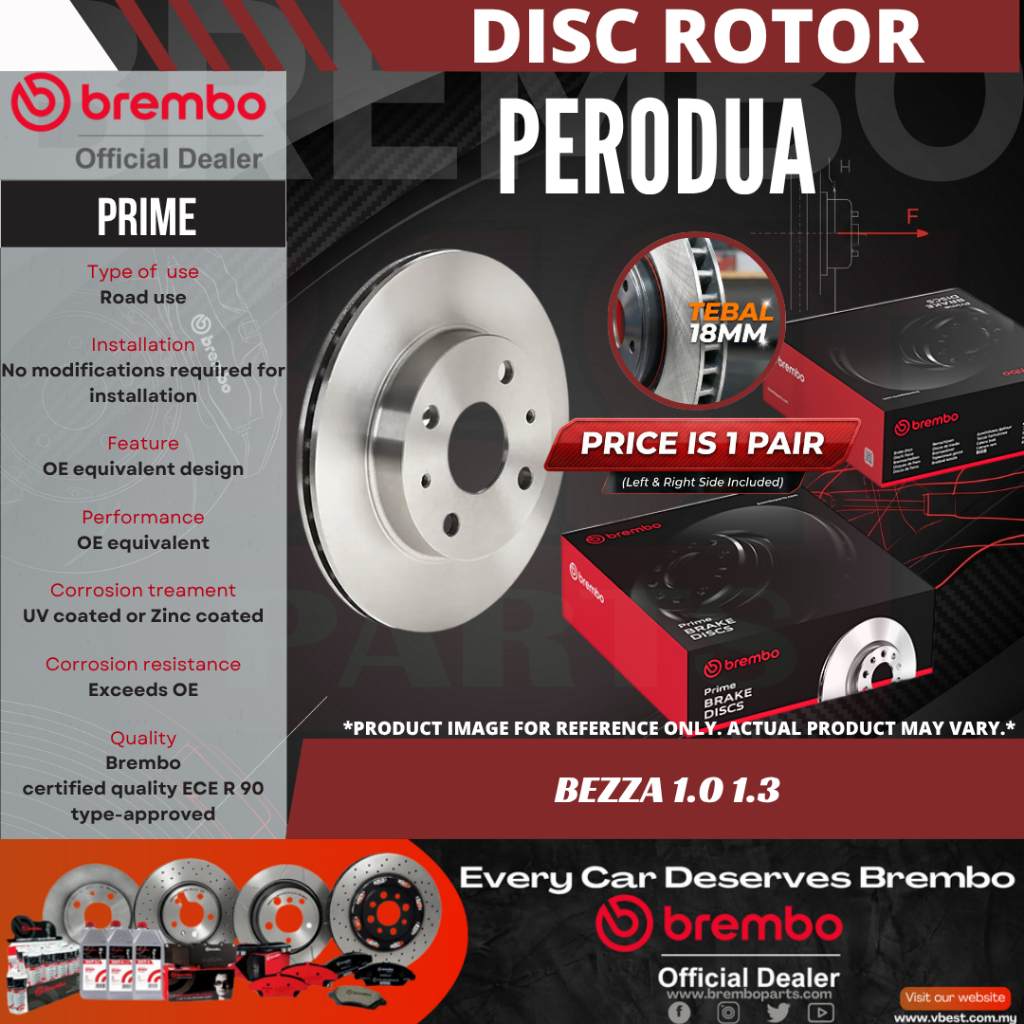 Brembo Premium Front Disc Rotor Perodua Bezza 1.0 1.3 Disc Plate Depan ...