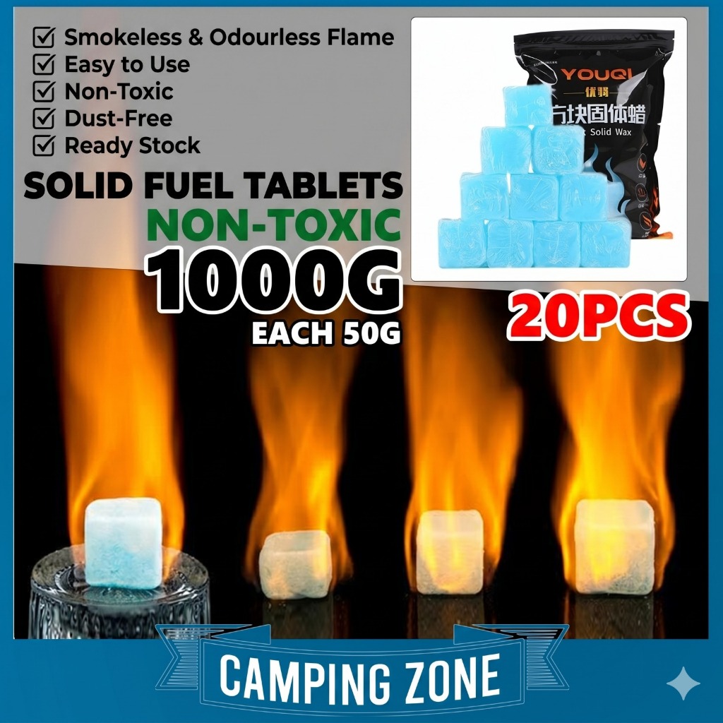 20Pcs Hexamine Solid Fuel Tablet Charcoal Fire Starter Camping Lilin ...