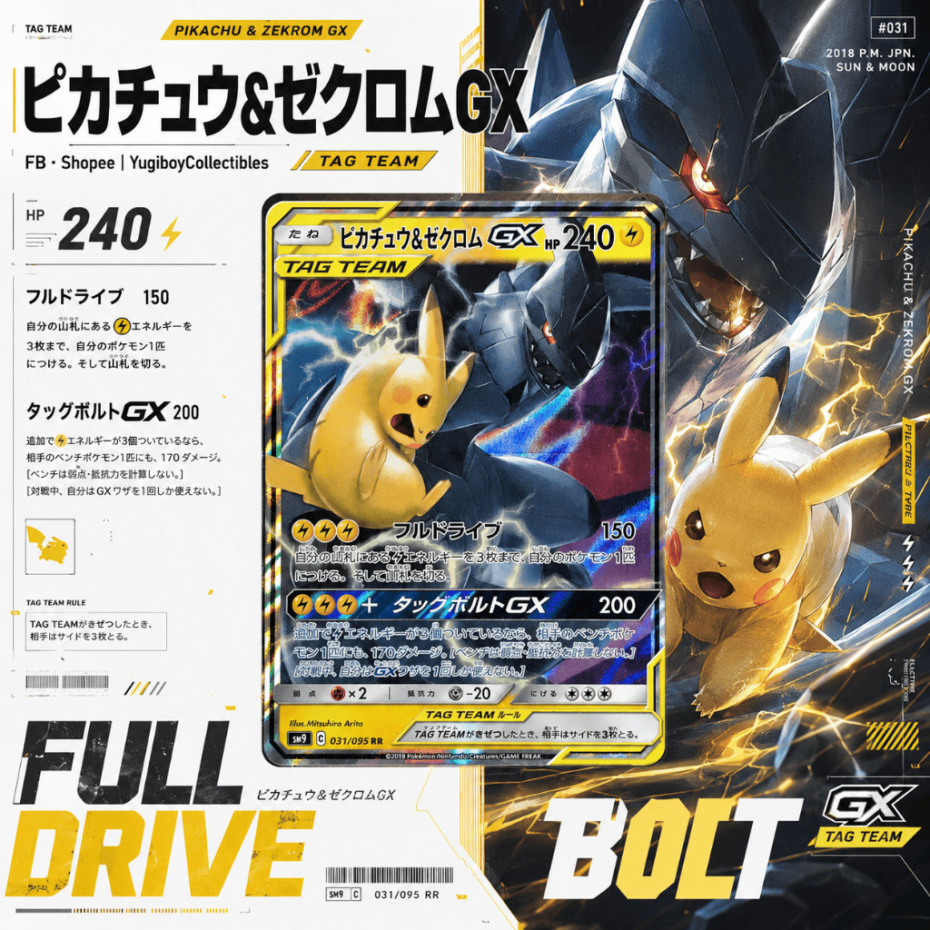 PSA 10 Pikachu & Zekrom GX RR 031/095 [SM9] Tag Bolt