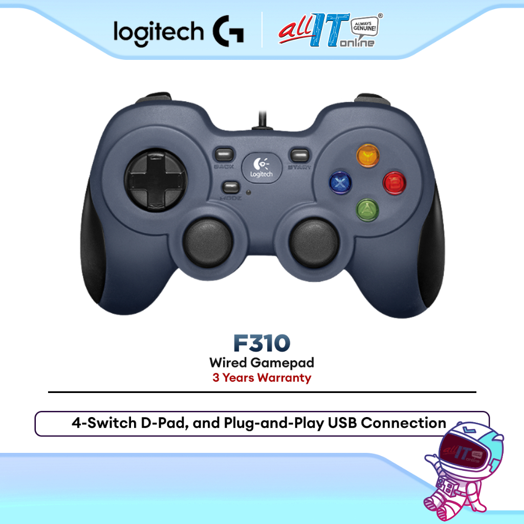 Logitech G F310 Gamepad - Console-Style Layout, 4-Switch D-Pad, and ...