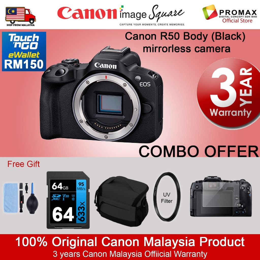 CHEAPEST! Canon EOS R50 18-45mm 55-210mm Mirrorless Camera Black/White ...