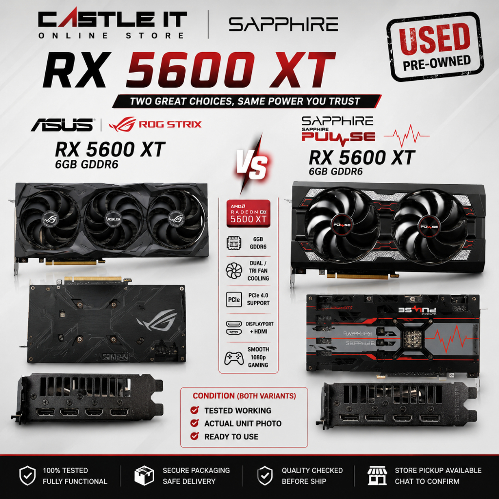 AMD Radeon RX 5600 XT 6GB GDDR6 ASUS ROG STRIX Sapphire PULSE Used ...