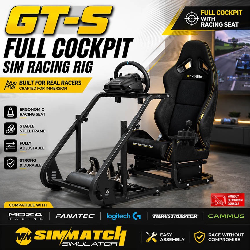 SIMMATCH Racing Simulator Cockpit Rig Wheel Stand for Logitech MOZA ...