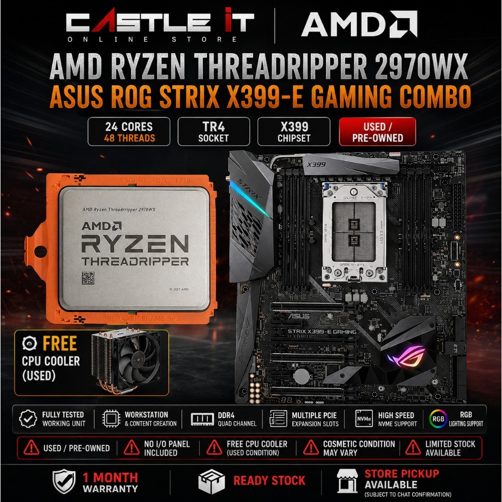AMD Ryzen Threadripper 2970WX TR4 Processor ASUS ROG Strix X399-E ...