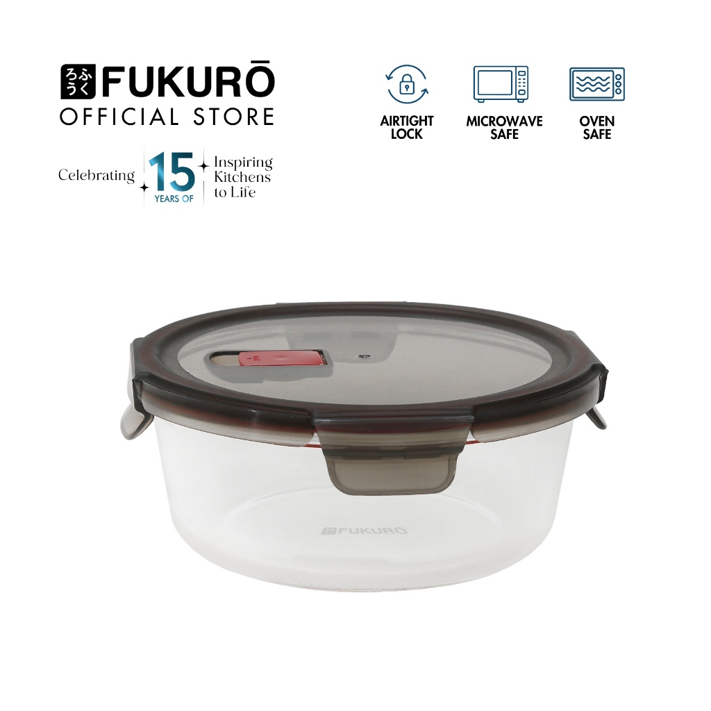 Fukuro Yoki Borosilicate Round Airtight Glass Container (620/950ml ...
