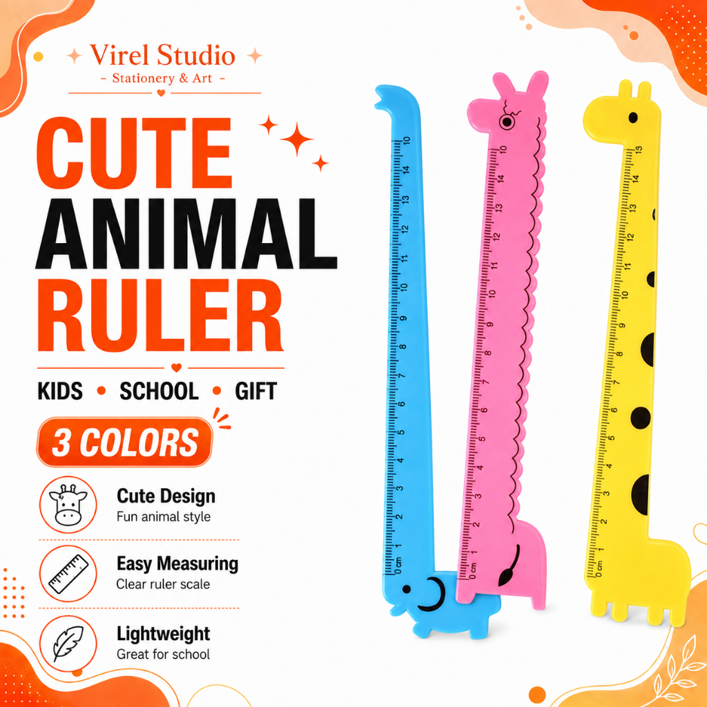 VS 1Pc Cartoon Kids Animal Ruler Pembaris Comel Kanak-Kanak Alat Tulis ...