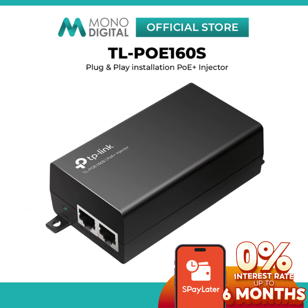 TP-LINK TL-POE160S POE+ INJECTOR NETWORK ADAPTER WITH PLUG AND PLAY ...