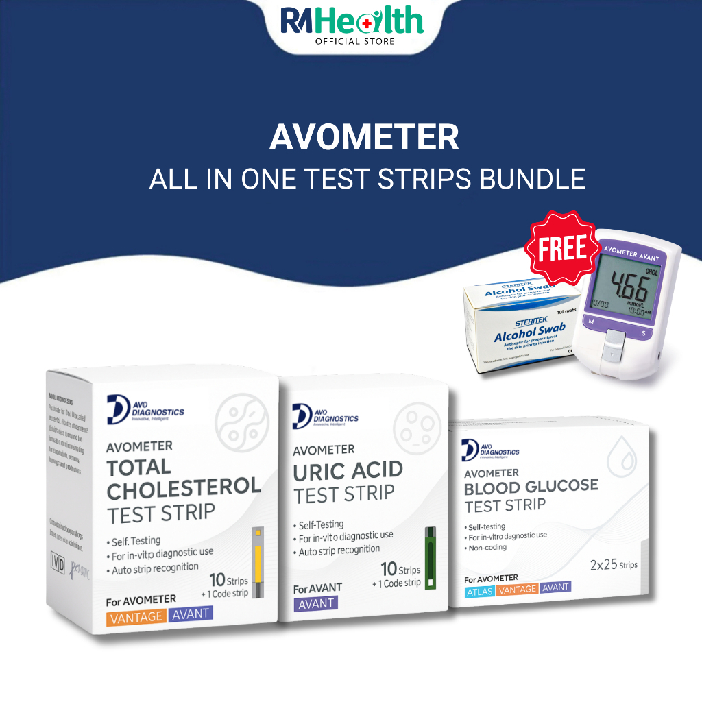 AvoMeter Avant 3-in-1 Test Strips Bundle (Glucose + Uric Acid ...