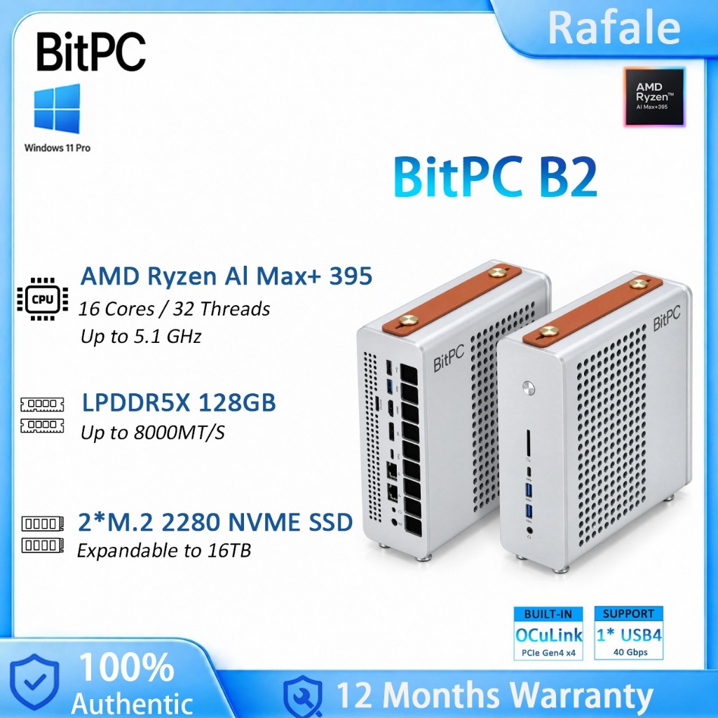 BitPC B2 Mini PC AMD Ryzen AI Max+ 395 Radeon 8060S Graphics LPDDR5 M.2 ...