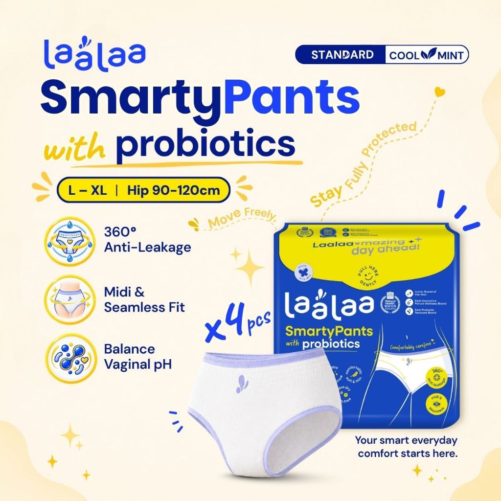 LaaLaa Standard SmartyPants Probiotic Overnight Panties L-XL (4pcs) 360 ...