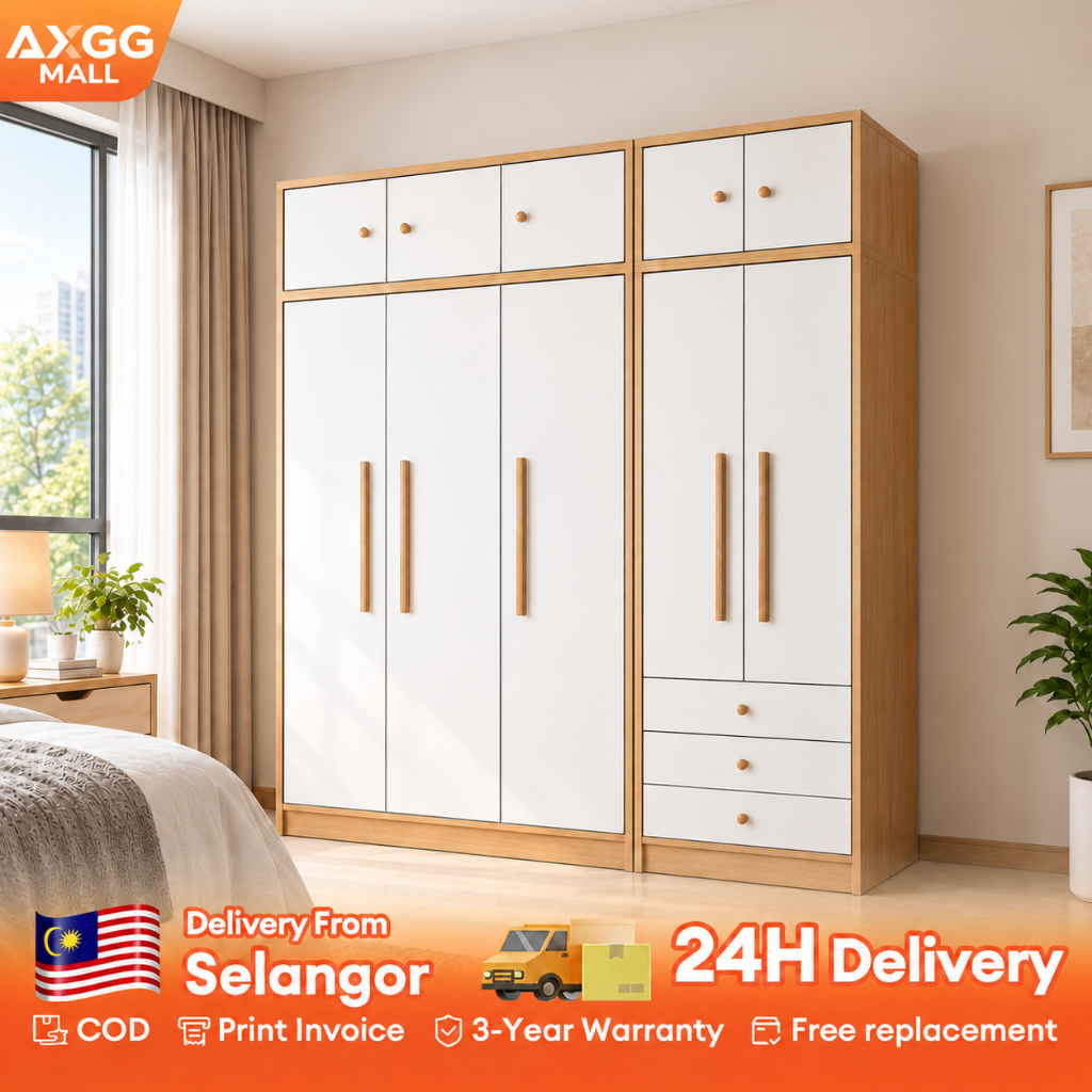 AX Wardrobe Almari Baju with Top Storage Cabinet Space Saving Organised ...