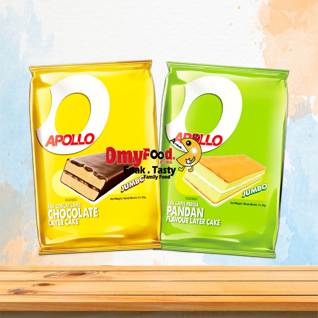 25g x 8pcs APOLLO Layer Cake 2.0 [Chocolate (Yellow) / Pandan][OmyFood ...
