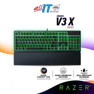 Razer Ornata V3 X Wired Chroma RGB Gaming Keyboard | Silent Membrane Switches | Low Profile Keys | Ergonomic Wrist Rest