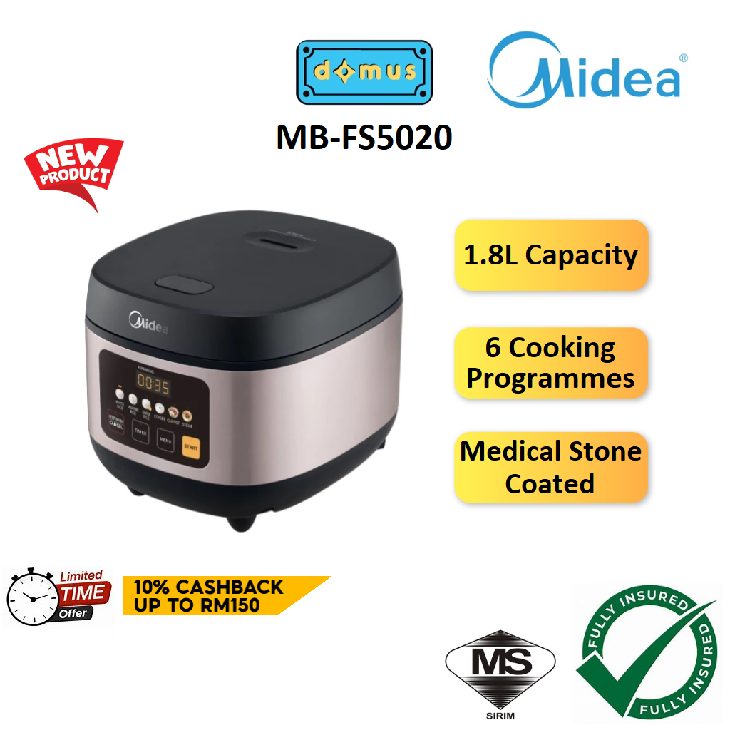 Midea 1.8L Digital Rice Cooker With 6 Cooking Menus Periuk Nasi ...