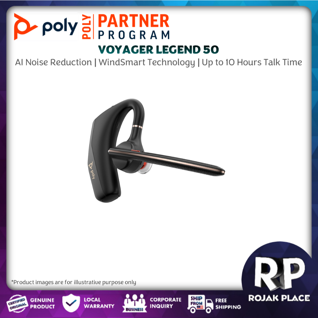 Poly Voyager Legend 50 Headset Bluetooth Mono Earpiece Office Headset ...