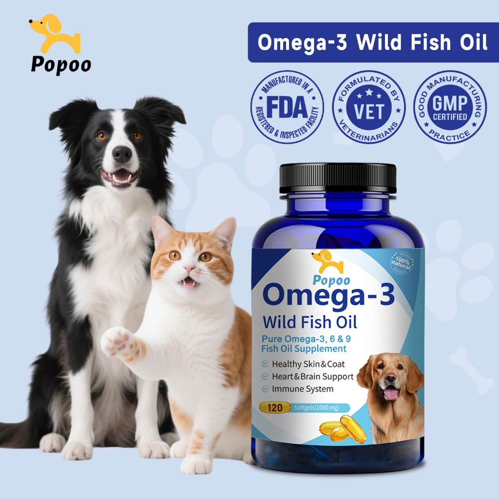 Popoo Omega 3 Fish Oil Capsule for Dog & Cat Pet Vitamin Supplement ...