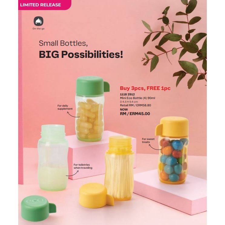 Tupperware Mini Eco Bottle (3pcs or 2pcs) 90ml | Shopee Malaysia