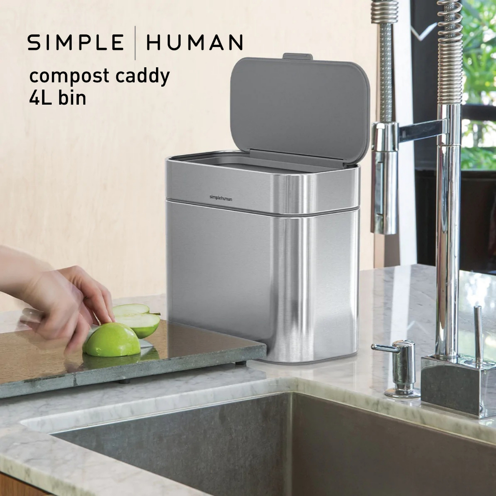 simplehuman Compost Caddy, Detachable and Countertop Bin, 4L Kitchen ...
