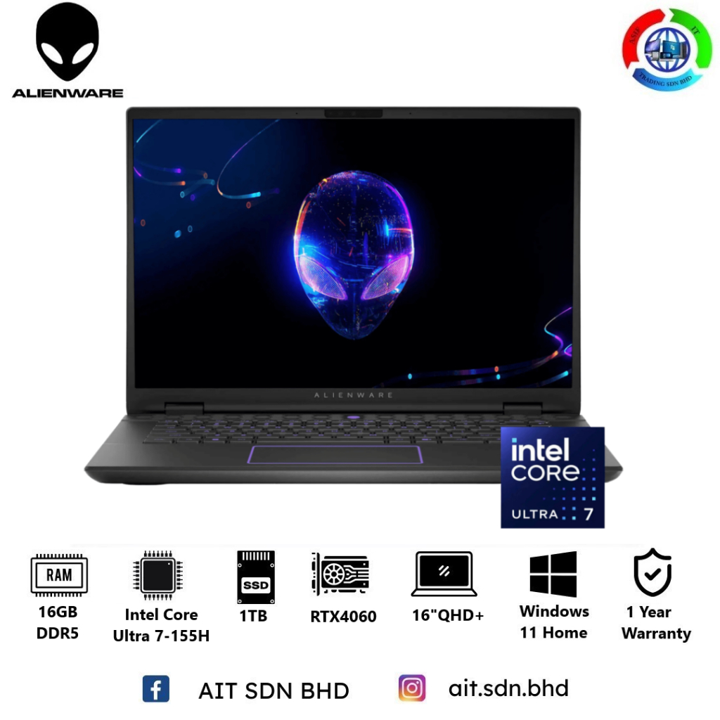Alienware M16 R2 16"QHD+ 240Hz Gaming Laptop Intel Core Ultra 7-155H ...