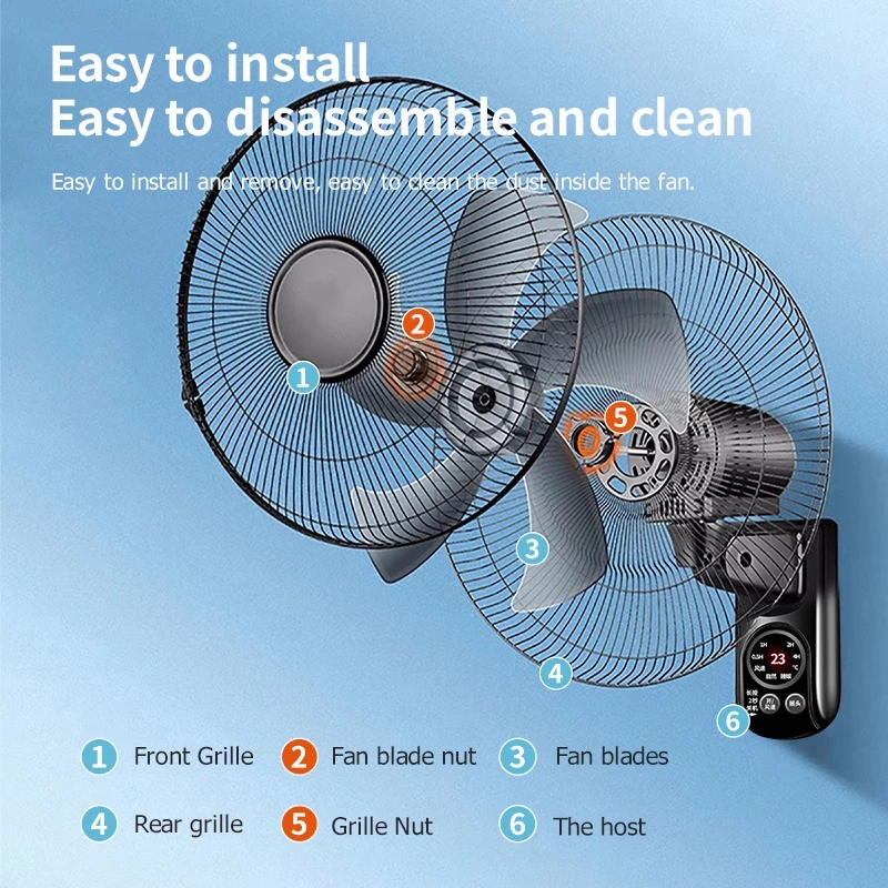 SHARP Wall fan 18 inch wall mounted remote control mute pure copper ...