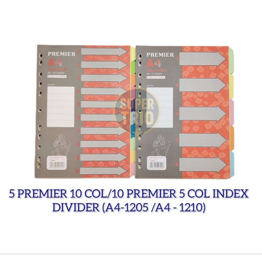 10 PREMIER 5 COL/5 PREMIER 10 COL INDEX DIVIDER (A4-1210 /A4-1205 ...