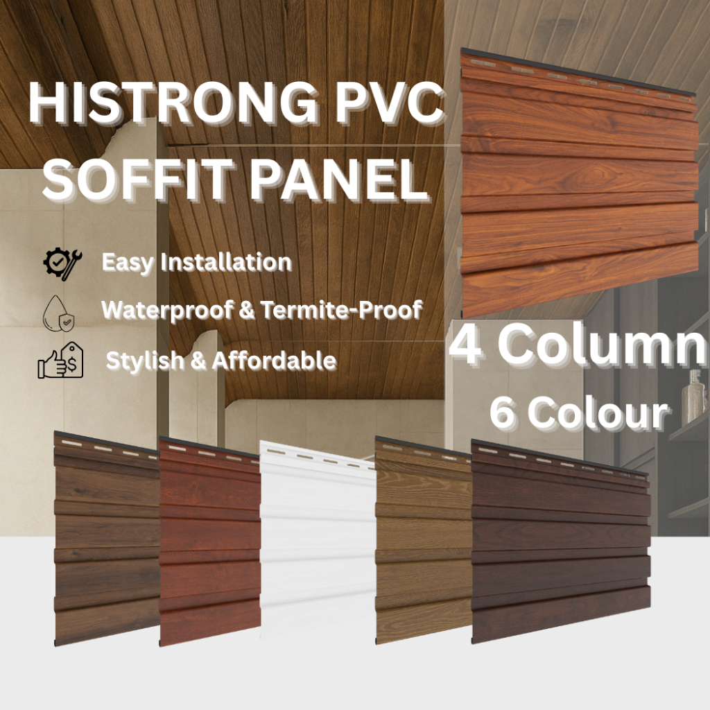 Histrong PVC Soffit Panel 4 Column Hiasan Dinding Board Wood Str ...