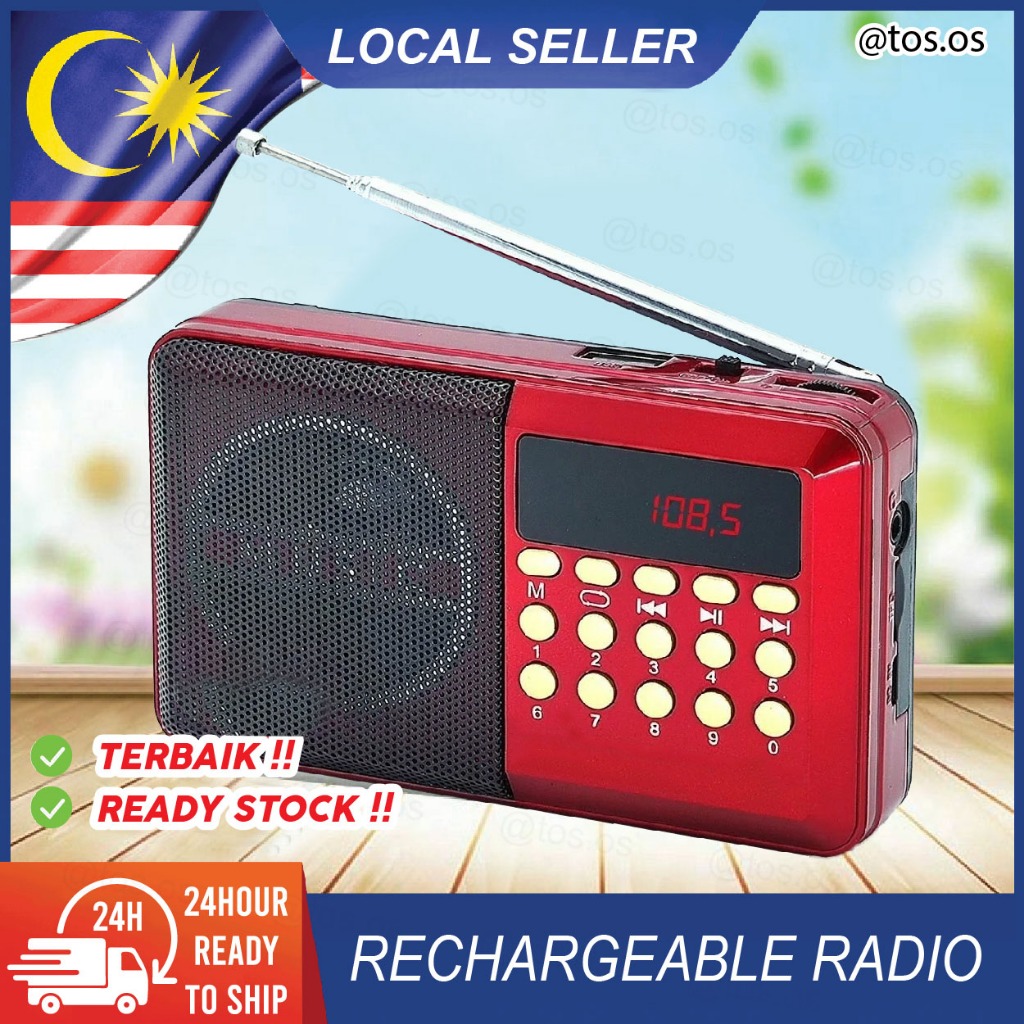 Portable Rechargeable FM Radio Bluetooth MP3 Player USB TF Card Audio ...