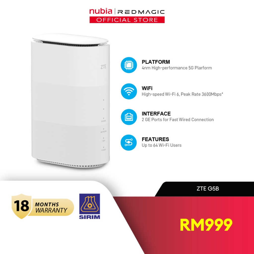 ZTE 5G Router G5B | WiFi 6 | SA/NSA Dual Mode | 5G CPE | Up to 3.6Gbps ...