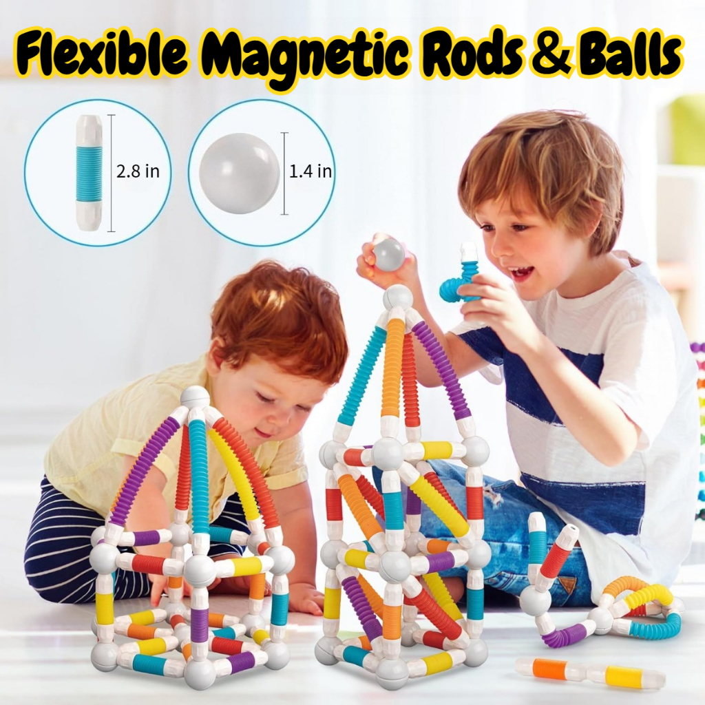 60/85pcs Magnetic Regangan Sticks Retractable Magnetic Stick and Ball ...