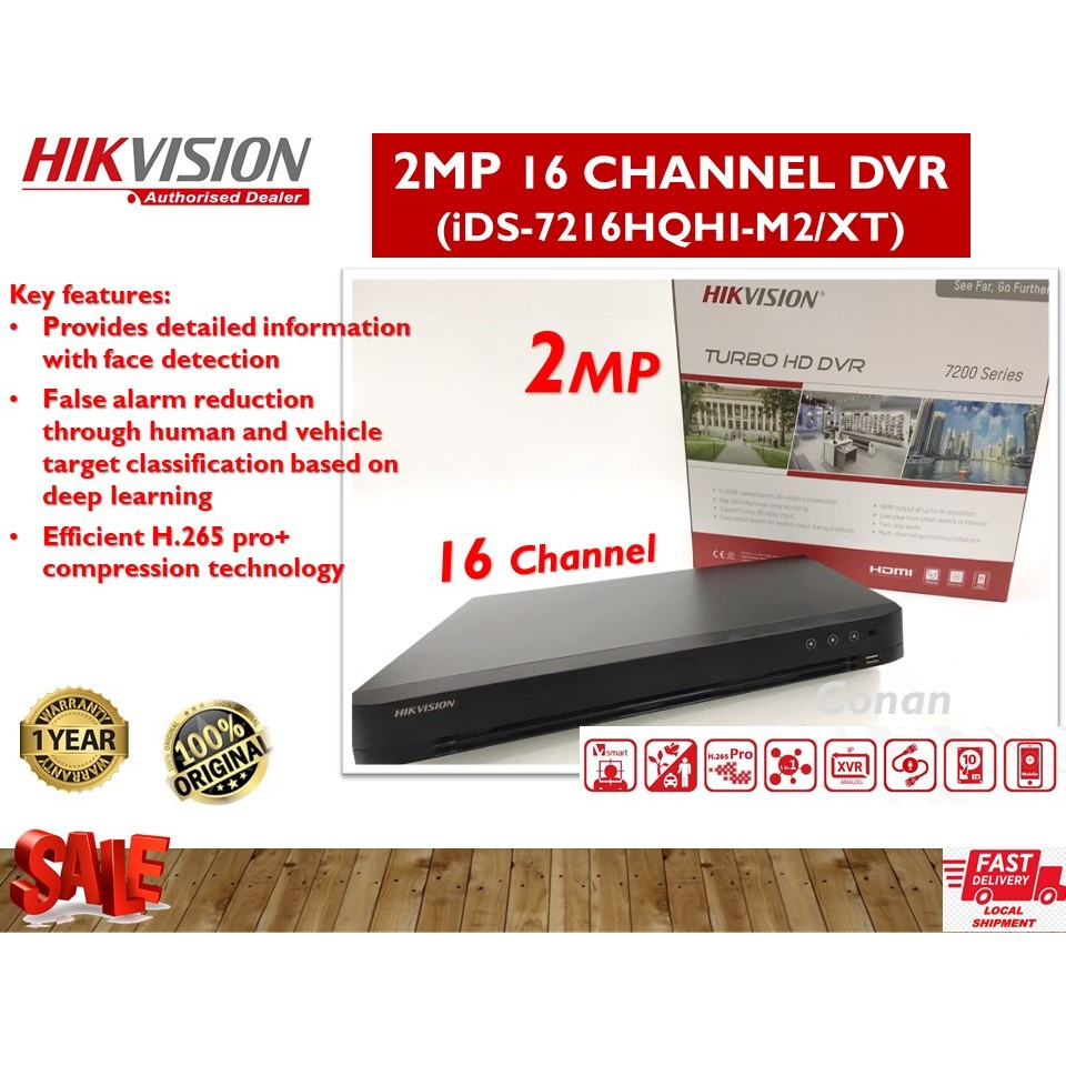 HIKVISION 2MP 16 CHANNEL DVR - H265 TURBO SCUSENSE DVR RECORDER (iDS ...