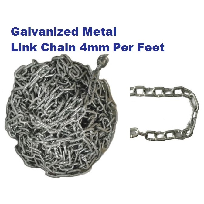 GALVANIZED METAL LINK CHAIN 4MM ( IN FEET ) RANTAI BESI GALVANIZED ...