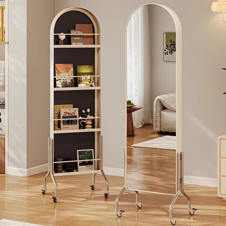 NIVISON Standing Mirror With Wheel Full Body Mirror With Storage ...