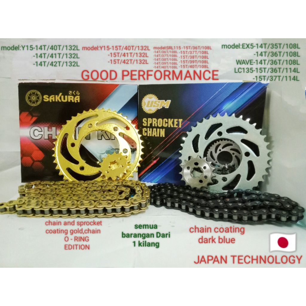 428 SPROCKET AND CHAIN/RANTAI STANDARD MOTORCYCLE SET/SAKURA O-RING ...