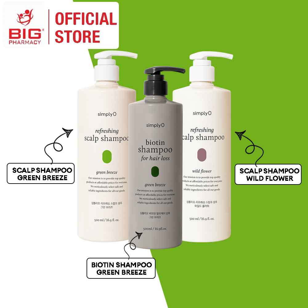 SIMPLY O SHAMPOO 500ML x2 (REFRESHING SCALP / BIOTIN HAIR LOSS ...