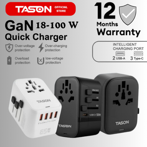 TASON Universal Travel Adapter with USB+Type C,International Plug ...