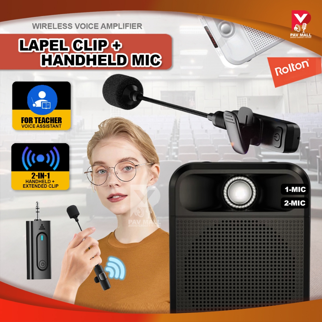 Rolton K700 Voice Amplifier Wireless 2.4G ( Clip & Handheld Mic ...