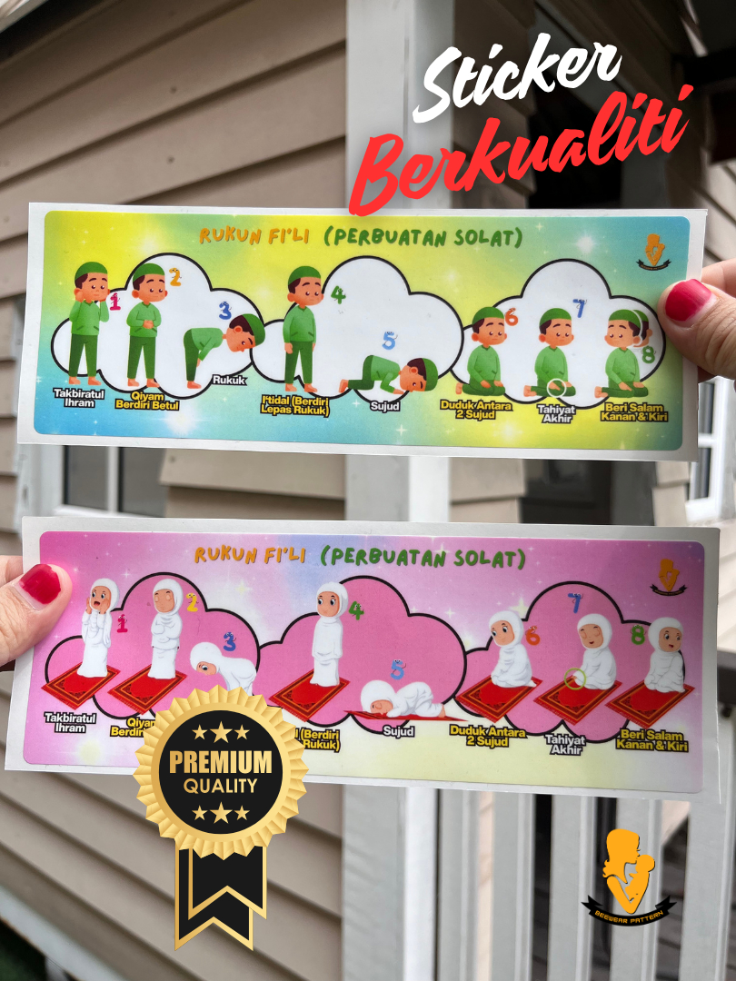 Sticker WATERPROOF Panduan Cara Solat Kanak-Kanak / Mengajar Cara ...
