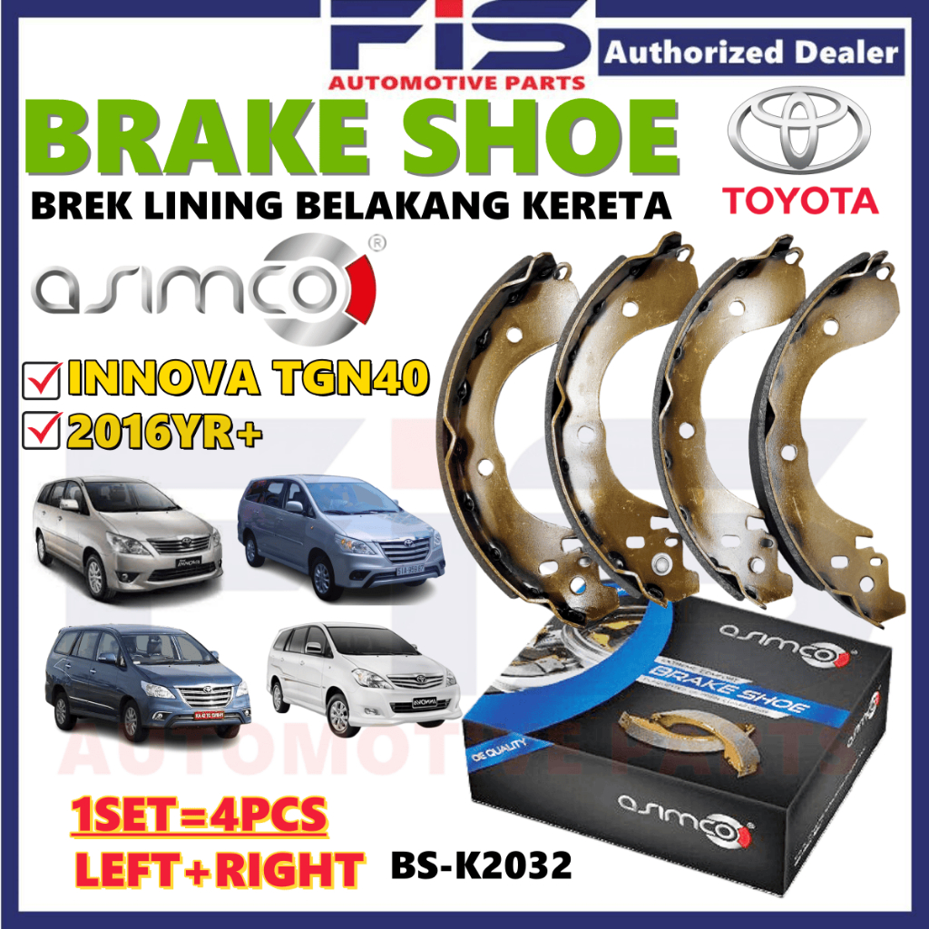 FIS ASIMCO Rear Brake Shoe Toyota Innova TGN40 2016YR+ Kasut Brek ...
