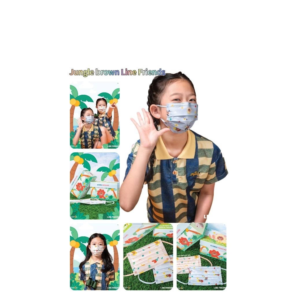 Iconic [4PLY KID 4-12YRS] Line friends Jungle Browns Medical Face Mask ...