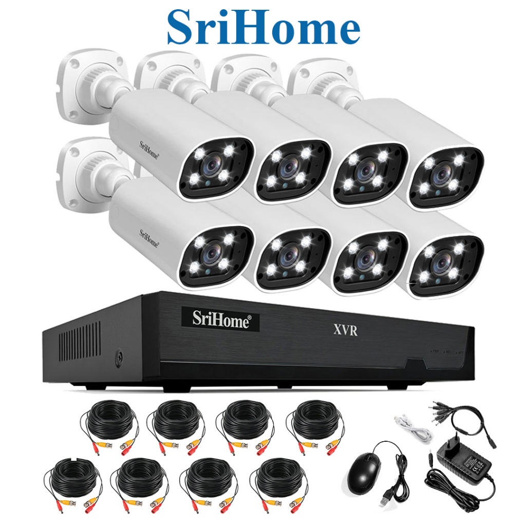 SriHome 1080P 8CH XVR DVR CCTV Camera Coaxial Monitoring System – Night ...