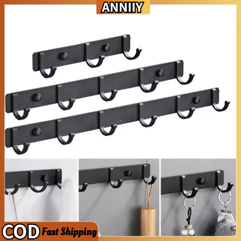 3 To 8Hooks Metal Hooks Holder Aluminum Key Coat Clothes Door Holder ...