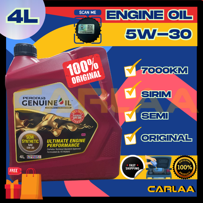 ORIGINAL ENGINE OIL【SAE 5W-30】PERODUA 4 LITRE MINYAK HITAM MYVI OLD ...