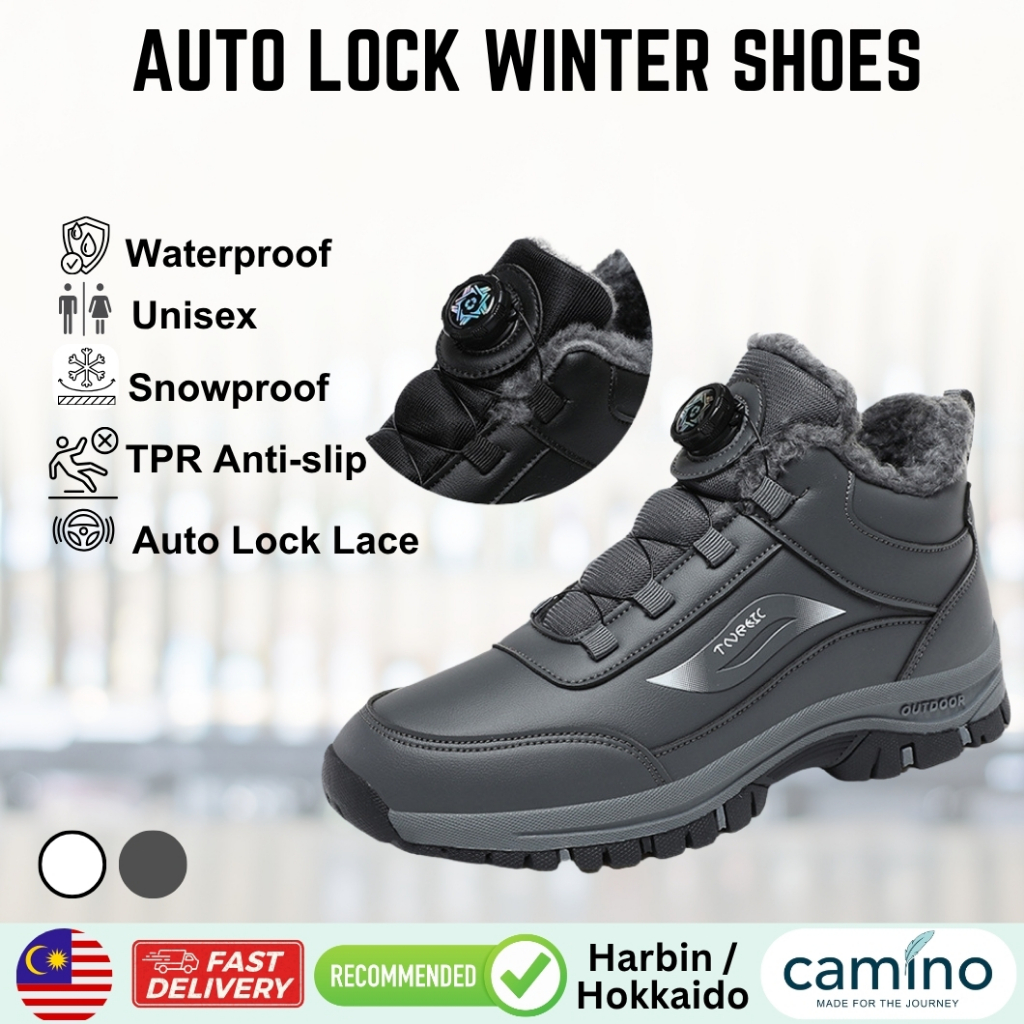 CAMINO Winter Shoes Auto Lock Laces Outdoor Snow Grip Shoes Women Men ...