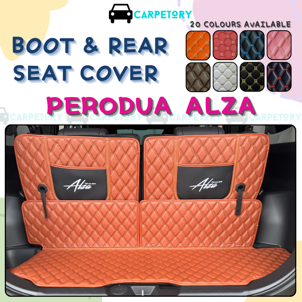 Perodua Alza W150 M500 Custom-Fit Leather Boot & Rear Seat Back Cover ...