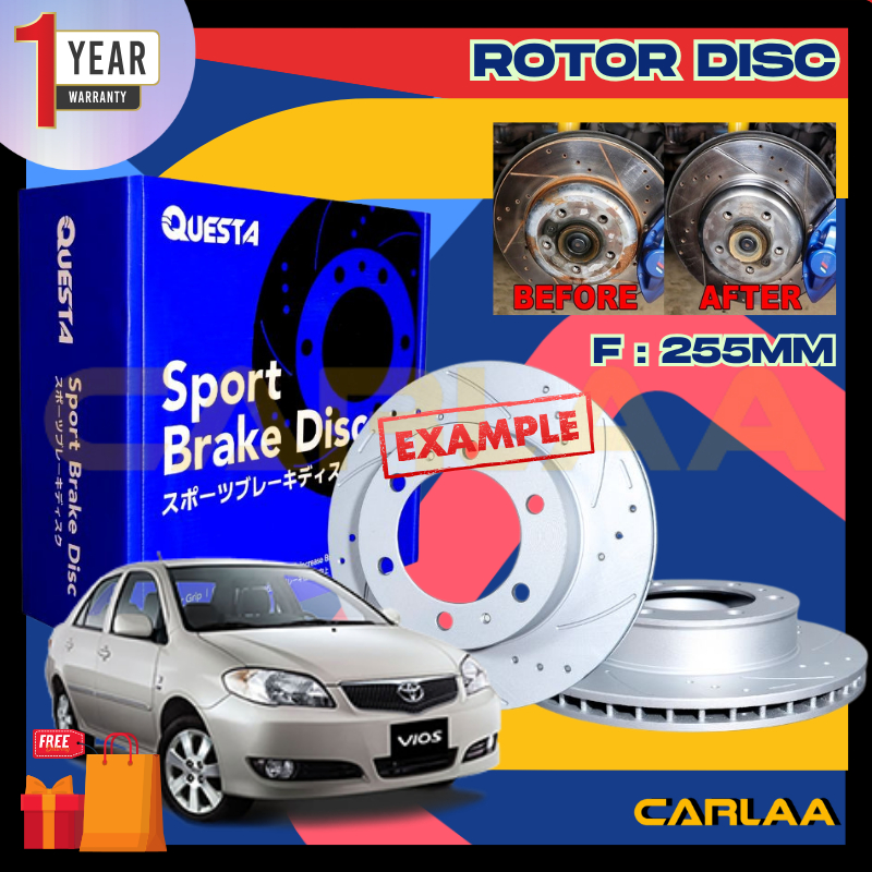 QUESTA JAPAN QUALITY【VIOS NCP42】TOYOTA ROTOR DISC (2PCS) RACING SLOTTED ...