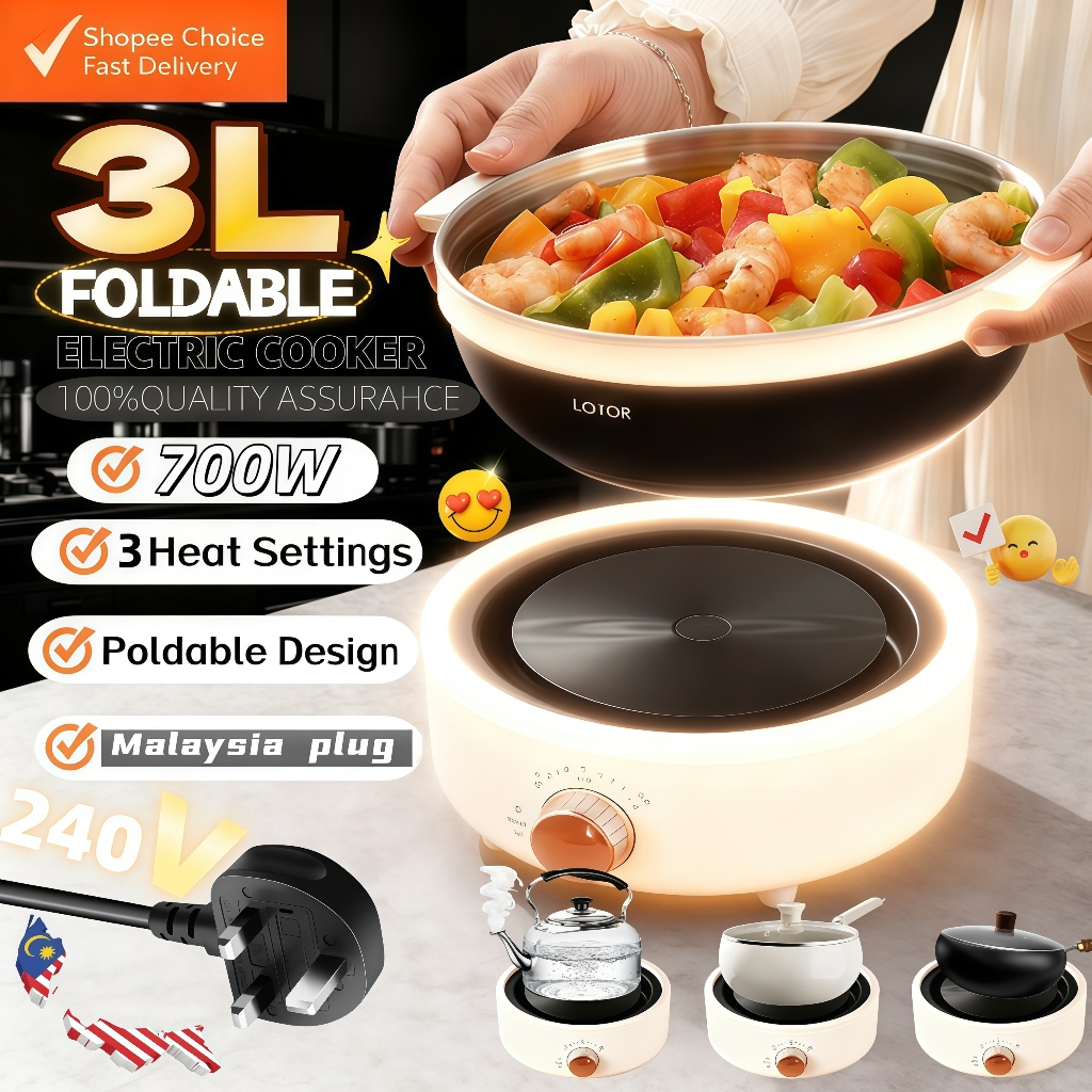 3L Foldable Portable Multi-function pot Non-stick Cooker for Travel ...