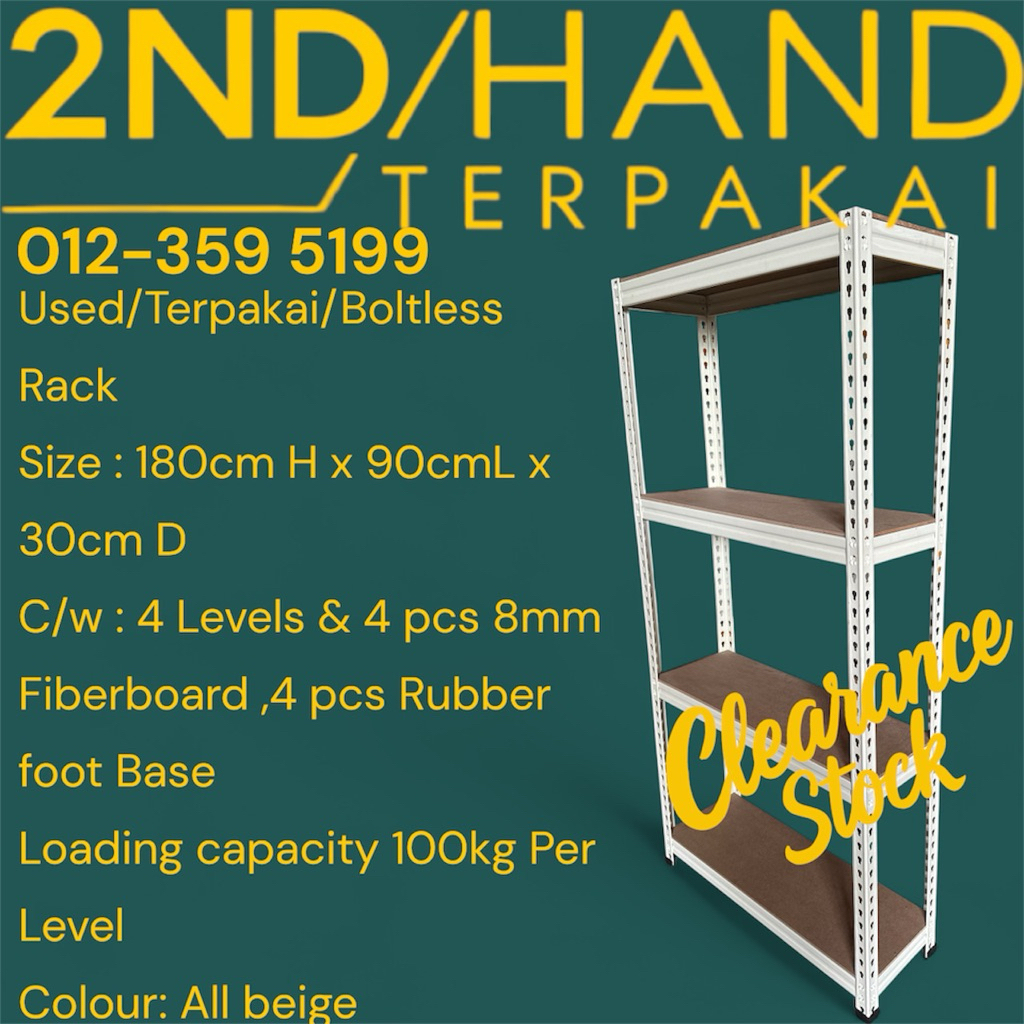 2nd hand, terpakai, boltless rack, rak besi, storage shelf, 4 tier ...