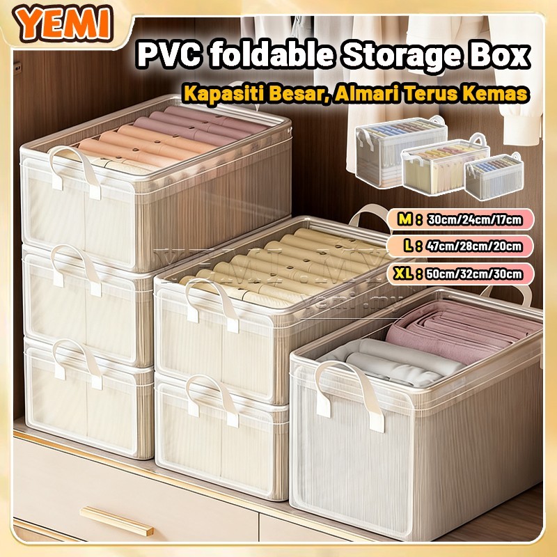 Foldable Storage Box Clear View Wardrobe Organizer Stackable ...