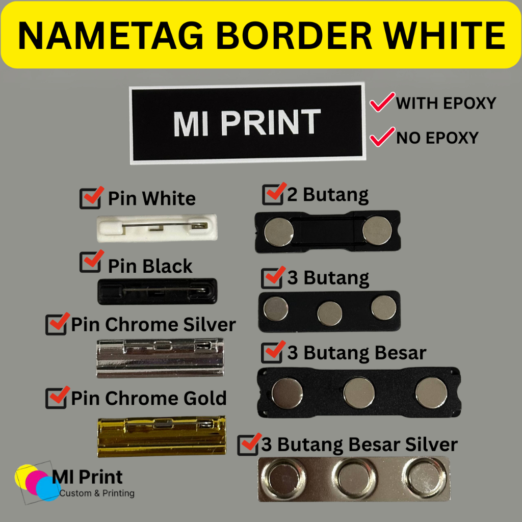Customize Nametag With Border White Size 25x75mm Epoxy Name Tag Magnet ...